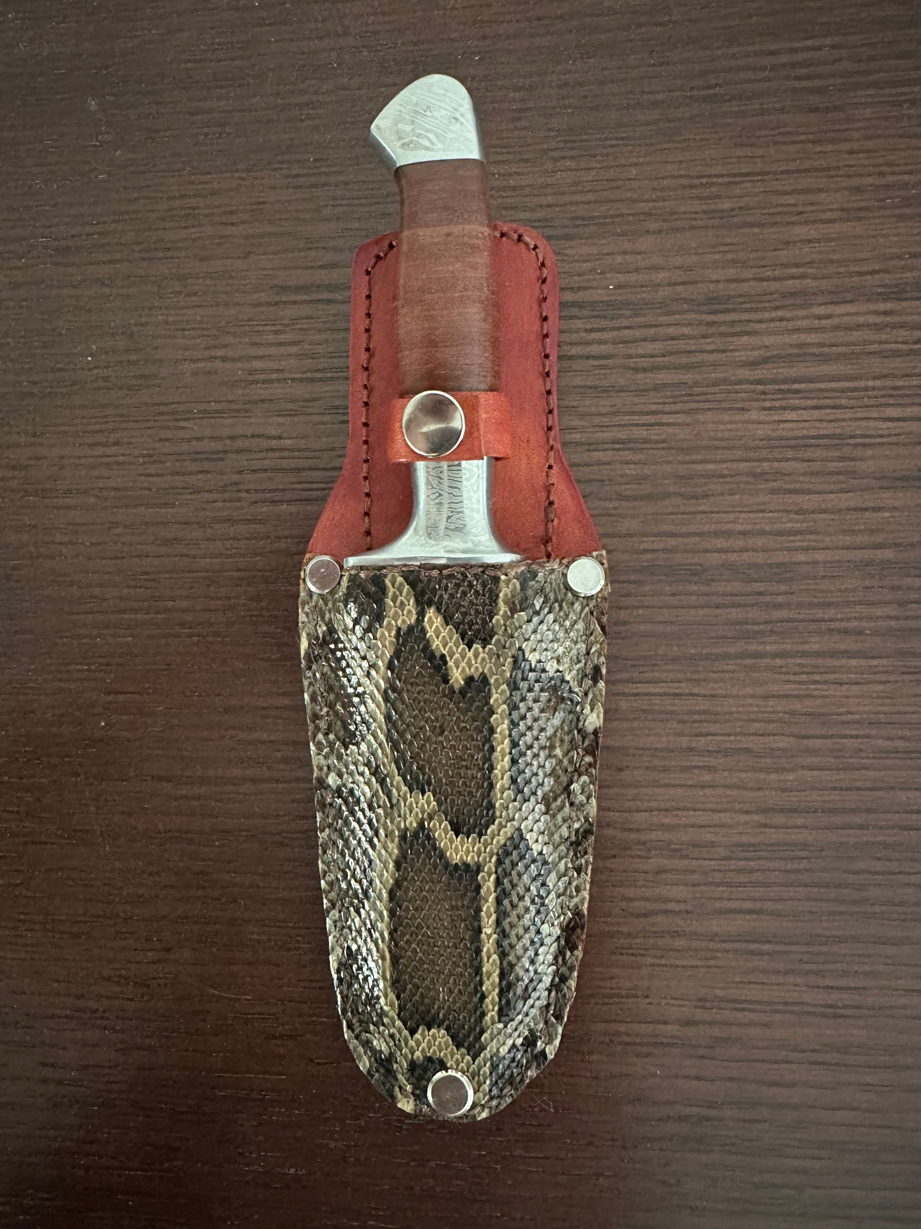 Natural Python Knife Sheath (3” blade)...Knife included