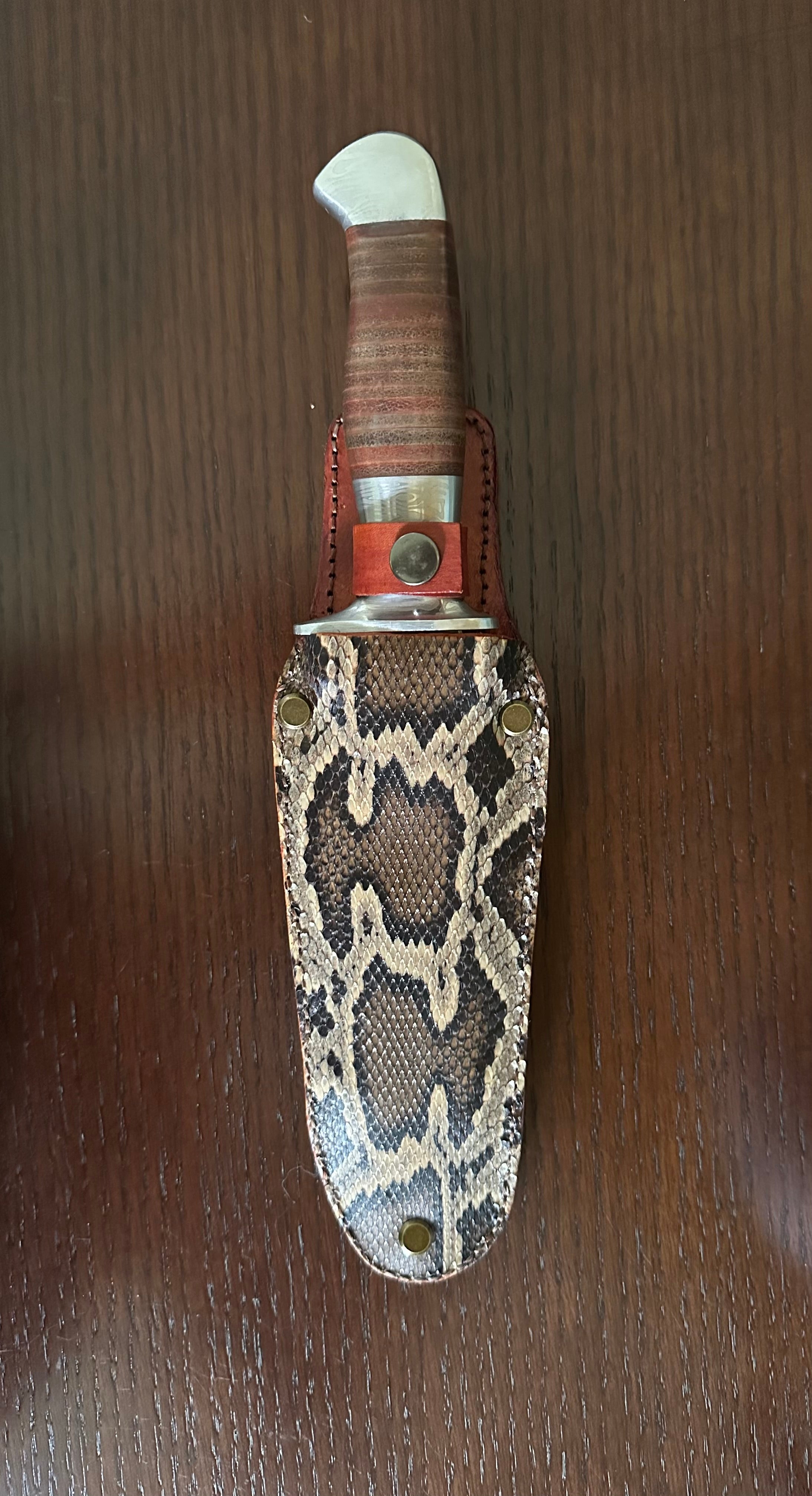 Natural Python Knife Sheath (5” blade)...Knife included